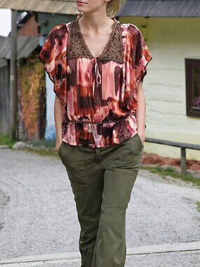 Chiffon Lace Printed Blouse (0261)